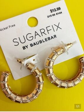 SugarFix Gold Textured Hoop Earrings